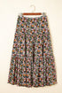 Reversible Leopard Floral Ruffle Hem Southern Maxi Skirt